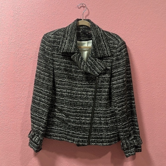 Dalia Jackets & Blazers - DALIA Black/White Tweed Fringe Jacket Blazer Size 10